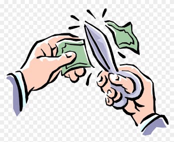 Vector Illustration Of Hands Cutting Dollar Bill Money - Cut Money Clip Art