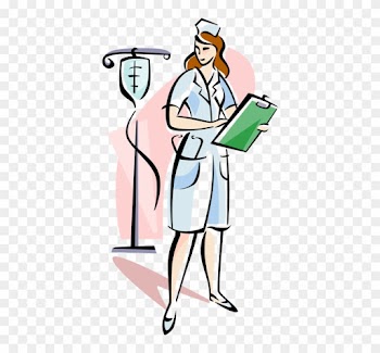 Vector Illustration Of Health Care Nurse Replacing - Nurse With An Iv Clip Art