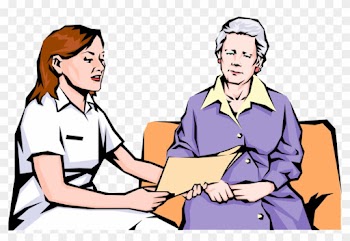 Vector Illustration Of Health Care Nurse With Elderly - Cartoon