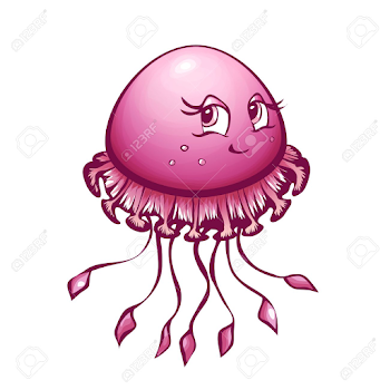 Vector Illustration Of Jellyfish In Cartoon Style On Transparent ...