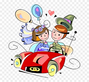 Vector Illustration Of Just Married Husband And Wife - Wedding Anniversary Clipart