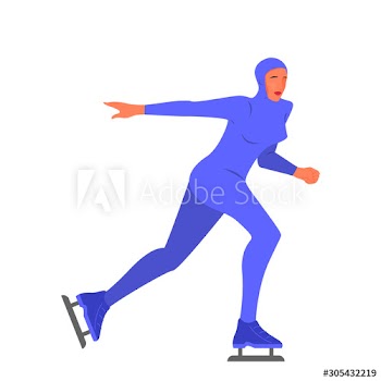 Vector illustration of man ice skating in warm winter clothes