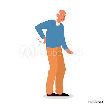 Vector illustration of old man with lumbar pain or injury