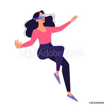 Vector illustration of person using a glasses of virtual reality