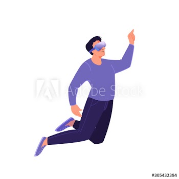 Vector illustration of person using a glasses of virtual reality