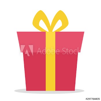 Vector illustration of red gift box with golden ribbon