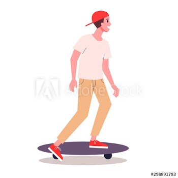 Vector illustration of teen boy skating