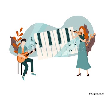 Vector illustration of two female and male musician