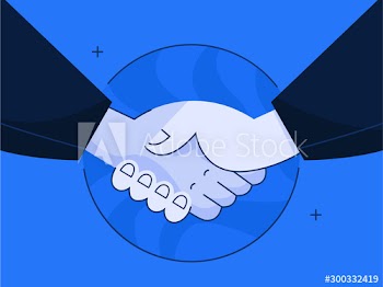 Vector illustration of two person shaking hands in agreement
