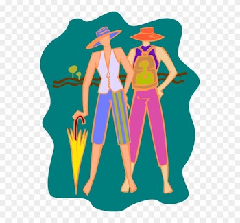 Vector Illustration Of Two Women In Summer Clothes - People In Summer Clothes Clipart