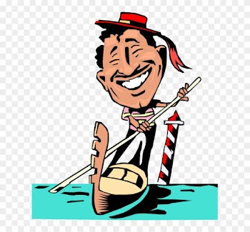 Vector Illustration Of Venetian Gondola Gondolier In - Italian People Clip Art