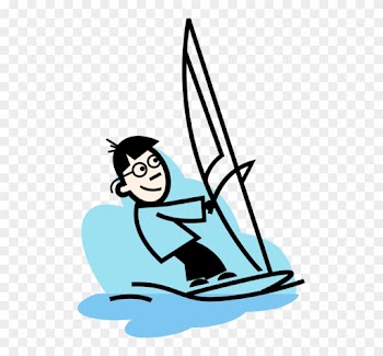 Vector Illustration Of Windsurfer On Sailboard Windsurfing - People Shaking Hands Clip Art