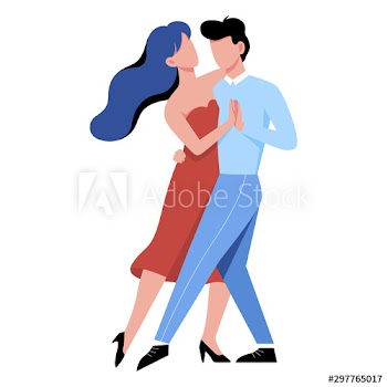 Vector illustration of woman and man dancing tango