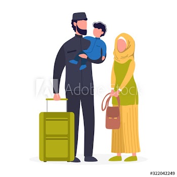 Vector illustration set of tourist with luggage and handbag