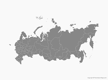Vector Map of Russia with Regions - Single Color | Free Vector Maps
