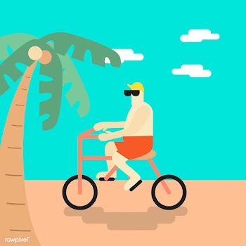 Vector of a man cycling on the beach | Free stock vector - 43163