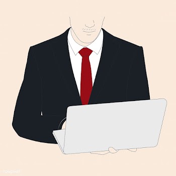 Vector of drawing businessman using laptop | Free stock vector - 47234