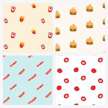 Vector pastel seamless food pattern background
