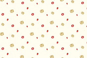Vector pretzel strawberry tomato seamless pattern background