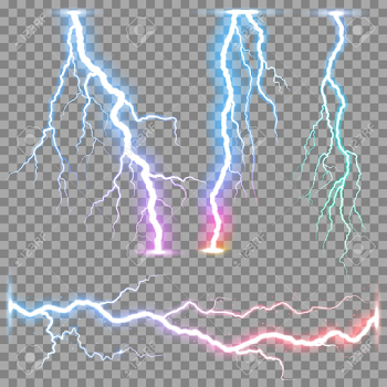 Vector Realistic Lightnings Thunderbolt On Transparent Background ...