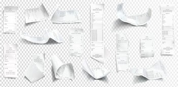 Vector realistic receipt collection, bill or check Free Vector