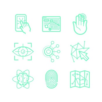 Vector set of icons in trendy linear style - user experience and usability - future technologies apps and interfaces signs and symbols