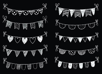 Vector set with chalkboard hand drawn doodle buntings 