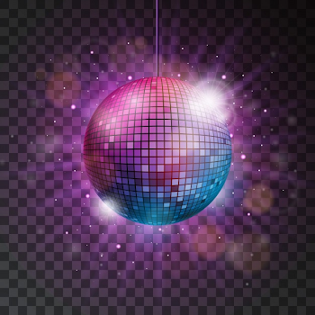 Vector shiny disco ball illustration on a transparent background ...