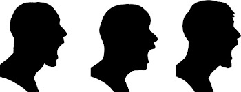 Vector silhouettes people in profile on white background.