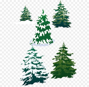 Vector snowy pine trees 