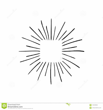 Vector Sun Rays Linear Drawing, Retro Style Illustration, Black ...