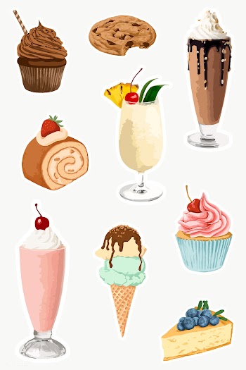 Vectorized dessert sticker overlay set design elements  | Free  transparent png - 2368156