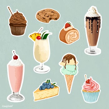Vectorized dessert sticker overlay set design resources | Free  vector - 2368133