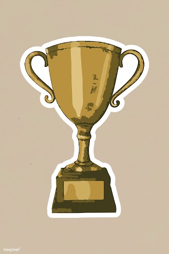 Vectorized gold trophy sticker with a white border | Free  vector - 2354347