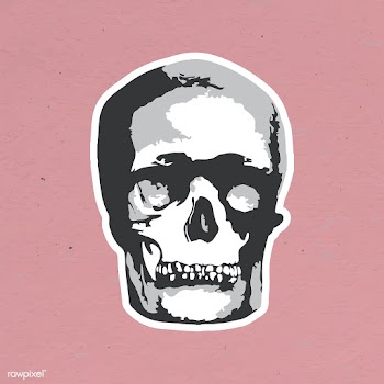 Vectorized gray skull sticker with a white border | Free  vector - 2354356