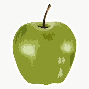 Vectorized green apple fruit sticker with a white border | Free  transparent png - 2354456