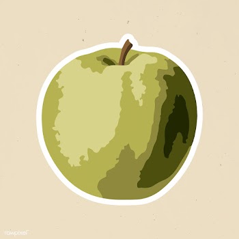 Vectorized green apple fruit sticker with white border design resource | Free  vector - 2361264