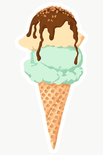 Vectorized ice cream scoops in a cone sticker overlay with a white bor.. | Free  transparent png - 2361529