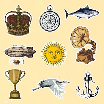 Vectorized object sticker with a white border set | Free  vector - 2365031
