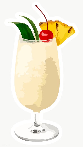 Vectorized Pina Colada sticker with a white border | Free  transparent png - 2361538