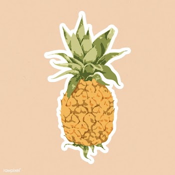 Vectorized pineapple sticker with white border on a beige background | Free  vector - 2345778