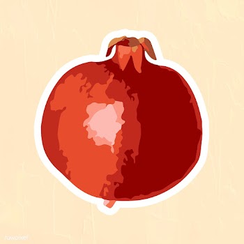 Vectorized pomegranate sticker overlay with a white border design elem.. | Free  vector - 2361219