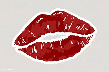 Vectorized red lips sticker with a white border | Free  vector - 2361299