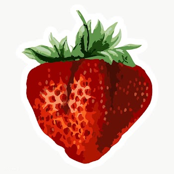Vectorized strawberry fruit sticker overlay with a white border design.. | Free  transparent png - 2361523