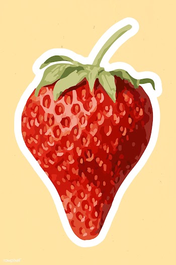 Vectorized strawberry fruit sticker overlay with a white border on a b.. | Free  vector - 2361230