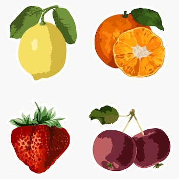 Vectorized tropical fruit sticker collection design elements  | Free  transparent png - 2366662