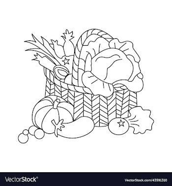 vegetable basket coloring page for kids