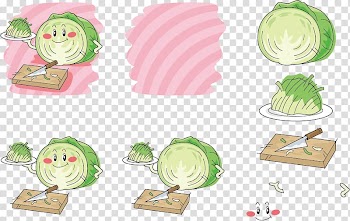 Vegetable Cabbage Q-version Illustration, Expression vegetable cabbage transparent background PNG clipart