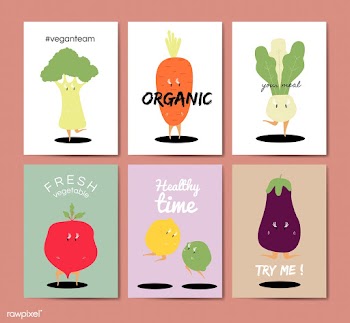 Vegetable cartoons greeting card vector set | Free stock vector - 538683
