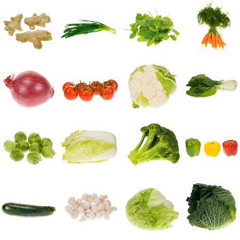 vegetable collection isolated on a white background, all pieces individually photographed in studio and no shade so its easy to select.
